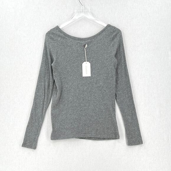ENZA COSTA Cashmere Long Sleeve Easy Scoop Top Womens Small Smoke Gray NEW - Picture 3 of 11